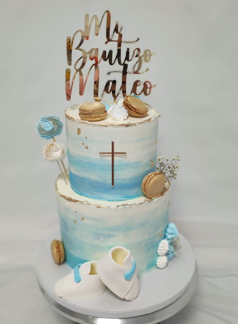 tarta de bautizo azul en valencia